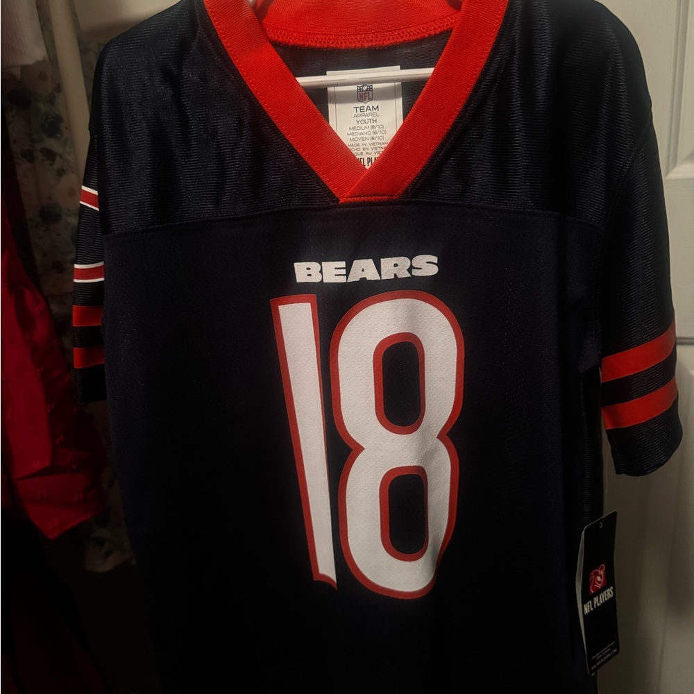 NWT Chicago Bears #18 Youth (8/10) Football Jersey - Navy & Orange